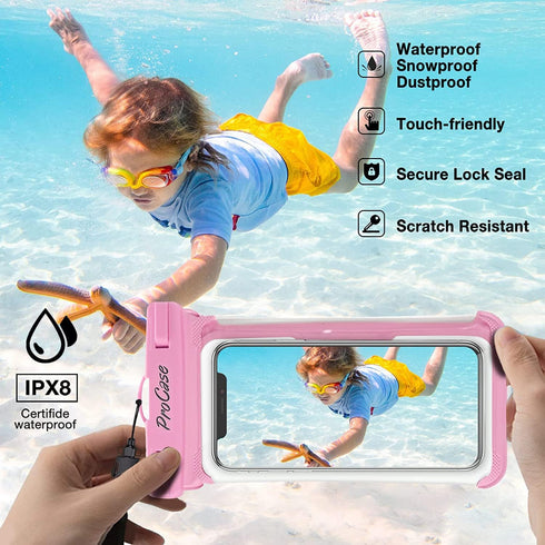 ProCase Waterproof Phone Pouch Case for Snorkeling, Underwater Dry Bag for iPhone 15 14 13 Pro Max 12 11, Galaxy S24 S23 S2 Ultra Note Pixel Up to...
