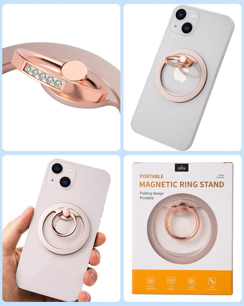 Magnetic Phone Grip (MagGo) Removable Phone Holder Stand Adjustable Finger Ring Grip Compatible with Magsafe for All Smartphone/Case (Rose Gold).....