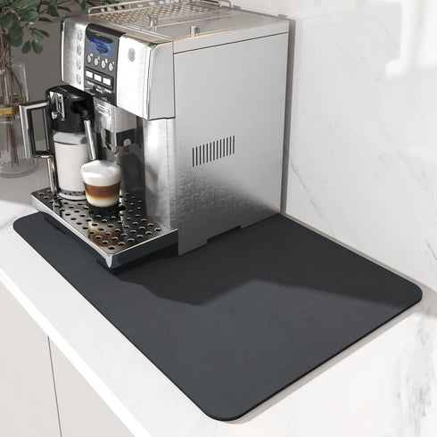 AMOAMI-Coffee Mat Hide Stain Rubber Backed Absorbent Dish Drying Mat for Kitchen Counter-Coffee Bar Accessories Fit Under Coffee Maker Coffee Mach...