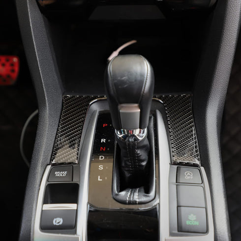 TOMALL Gear Shift Panel Decal Compatible with Honda Civic 2016 2017 2018 2019 2020 2021 Accessories 10th Gen Gear Shift Cover Trim Black Carbon Fi...