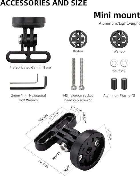 ROCKBROS Out-Front Bike Computer Mount Mini Bike Computer Mount Aluminum Integrated Bicycle Computer Mount Cycling Computer Mount Compatible with ...