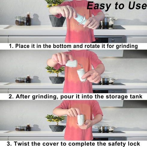 Grinder, 2-in-1 Grinding & Storage Design-Suitable for Home, Outdoor & Kitchen Use (White)...