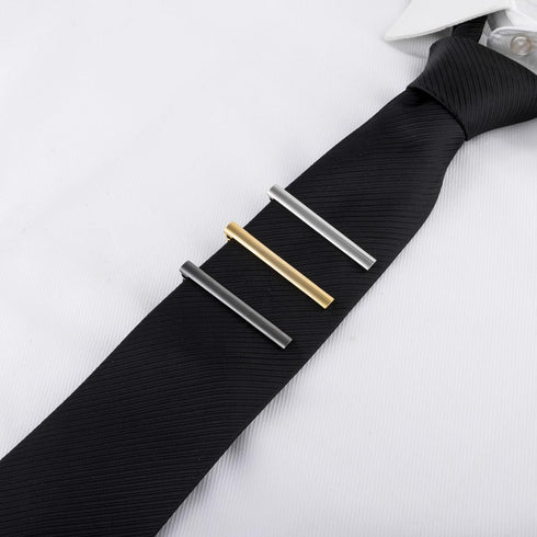 Mens Tie Bar Clip 2.1 Inch, Silver-tone, Black, Gray...