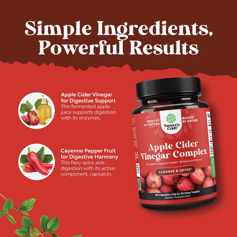 Cleansing Apple Cider Vinegar Capsules - ACV Cleanse and Detox Pills for Gut and Digestive Health with Slimming Cayenne - Extra Strength ACV Capsu...