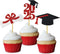 Glitter Graduation Cupcake Toppers Red Party Decorations Class of Congrats Cake Picks Supplies 24 Pack...
