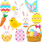 30 Pieces Happy Easter Paper Cutouts Bunny Eggs Carrot Basket Chicken Butterfly Cutouts Animals Theme Party Signs Paper Cutouts for Easter Party D...