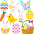 30 Pieces Happy Easter Paper Cutouts Bunny Eggs Carrot Basket Chicken Butterfly Cutouts Animals Theme Party Signs Paper Cutouts for Easter Party D...