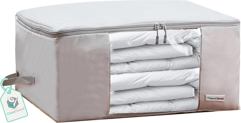 Comforter Storage Bag - Folding Organizer bag for King/Queen Comforters, Pillows, Blankets, Bedding/Quilt, Blanket, Duvet, Mothproof Space Saver; ...