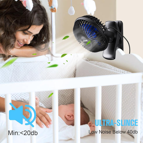 BESKAR USB Clip on Fan, Portable Small Fan with Cord Powered, 3 Speeds Strong Airflow, with Sturdy Clamp, Quiet Personal Desk Fan...