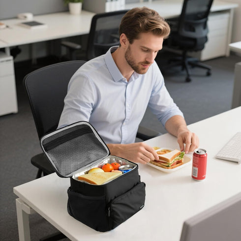 Gloppie Lunch Box for Men Women Insulated Lunch Bag Reusable Lunch Cooler Bag, Black...