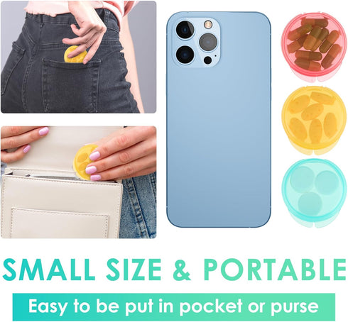 7PCS Small Pill Organizer Box, Travel Pill Container Case Cute Medicine Storage Pill Holder Daily Mini Pill Organizer Portable for Purse Pocket Br...