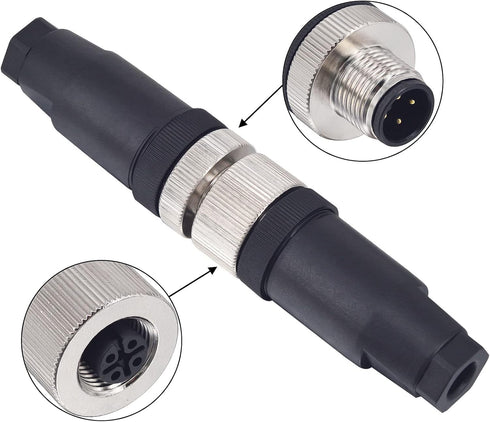 Aviation Connector Plugs,Lonlonty Ethernet M12 Connector Field Wireable IP67 Waterproof Straight 4 Pin A Code Unshield Male Plug for Cable AC 250V...