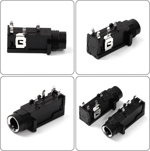 uxcell 10 Pcs 6.35mm 1/4 Inch Stereo Socket 4 Pins PCB Panel Mount Connectors Headphone Mono Thread Lock Audio Jack Connector for DIY Replacement ...