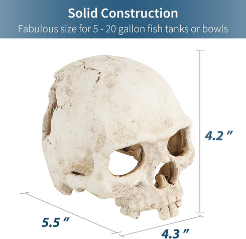 Uniclife Aquarium Skull Reptile House Decor Resin Head Skeleton Ornament for Tank Landscape Decorative Hideout Cave Shelter for Small Fish Shrimp ...