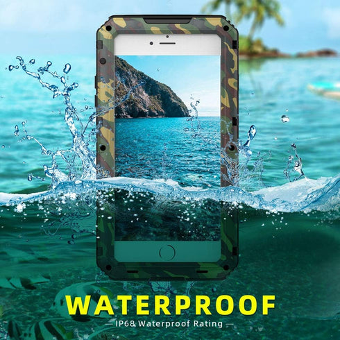 Mitywah Waterproof iPhone 7/8 Case - Heavy Duty Metal, Full Body Protection, Built-in Screen, Shockproof, Dustproof, Military Grade Defender, Camo...