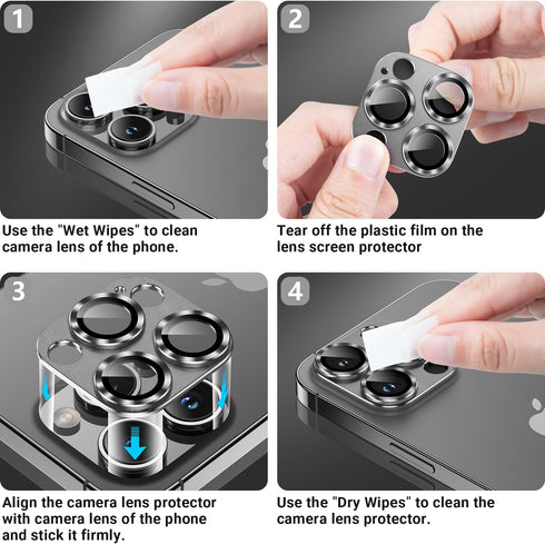AFARER 2 Pack for iPhone 15 Pro/iPhone 15 Pro Max Camera Lens Protector, Metal Camera Cover with 9H Tempered Glass Screen Protector Accessories,[D...