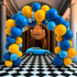 155Pcs Race Car Balloon Garland Arch Kit, Dusty Blue and Yellow Latex Balloon Checkered Foil Balloons for Race Car Truck Two Fast Hot Wheels Birth...