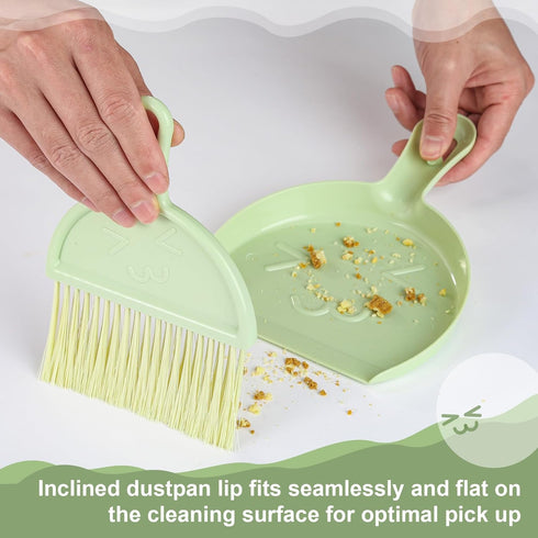 Small Broom and Dustpan Set, 2PCS Mini Dust Pan and Brush Set, Kids Broom Dustpan Brush, Handheld Dust Pan with Cleaning Brush Combo for Home, Tab...