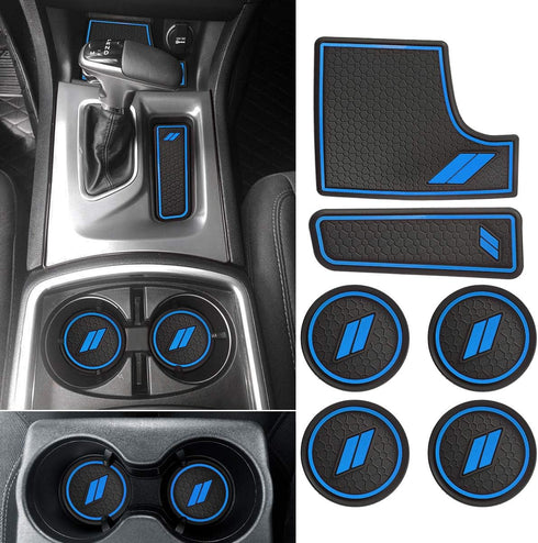 Auovo Anti dust Mats for Charger 2021 2020 2018 2017-2015 Accessories Custom Fit Cup Holder Liners Mats(6pcs/Set, Blue)...