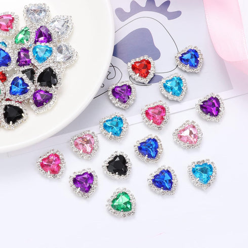 Heart Flatback Rhinestones Buttons 32Pcs Heart Charms for Nails,Sew on Rhinestone Embellishments Diamond Crystal Rhinestones for Wedding Clothing ...