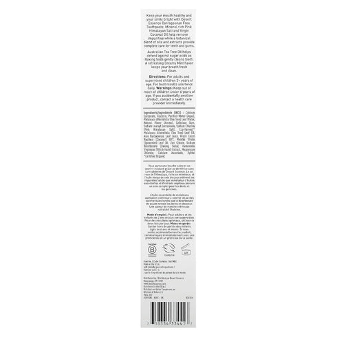 Desert Essence Pink Himalayan Salt Toothpaste - 6.25 Ounce - Creamy Mint - Complete Oral Care - Mineral Rich - Tea Tree Oil - Removes Impurities -...