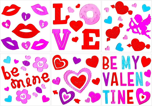 XIMISHOP 6pcs Valentine's Day Gel Window Clings,Valentine's Day Window Clings Sticker for Valentine's Day Window Decors...