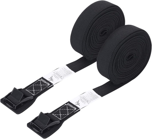 Tie Down Strap Padded Cam Lock Buckle - Cargo Straps for Moving Appliances, Lawn Equipment, Motorcycle SUP Kayak Surfboard Surf Rack - Black Pair...