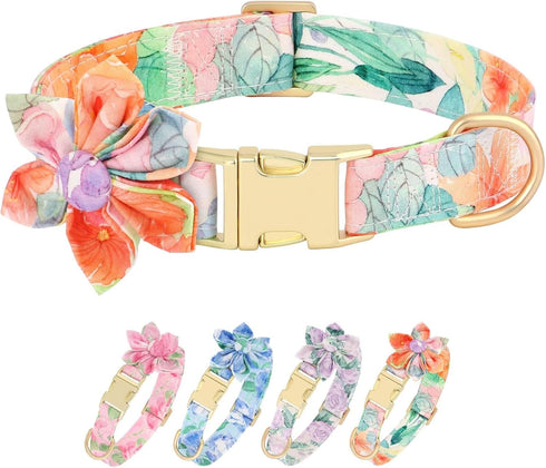 Beirui Cute Girl Dog Collars for Female Dogs, Floral Dog Collar with Spring Flower Patterns, Soft Pet Collars for Small Medium Large Dogs(Colorful...