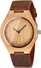 Mens Wooden Watches Brown Cowhide Leather Strap Casual Watch for Groomsmen Gift with Box...