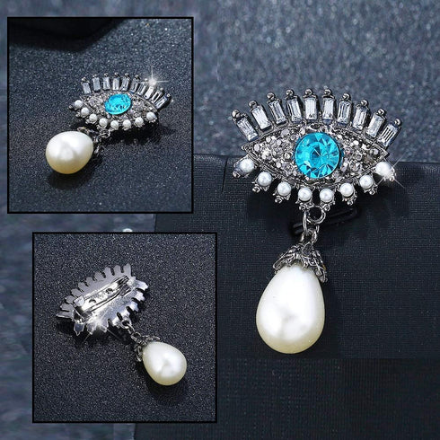 Retro Evil Eyes Crystal Brooches Pins Fashion Beautiful Created Rhinestone Abstract Eyes Brooch Good Idea for Party Dance Wedding Banquet for Eleg...