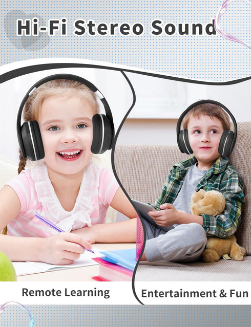 Bluetooth Kids Headphones,Wireless Kids Headphones Over Ear with Microphones,Stereo Sound,10H Playtime, Foldable&Adjustable Children Headphones,Bl...