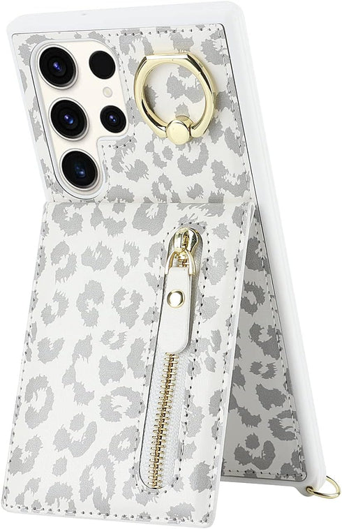 Samsung Galaxy S23 Ultra Case with Card Holder for Women, Galaxy S23 Ultra Phone Case Wallet with Strap Credit Card Slots Crossbody with Zipper Sh...