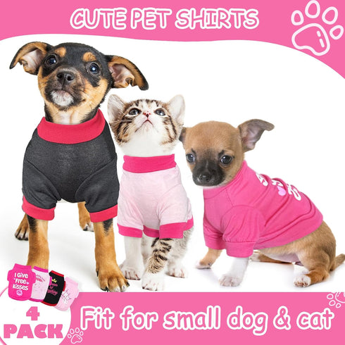 Kallfir's cutie 4 Pieces Dog Clothes for Small Dogs Girl Summer Spring Dog Shirts Cute Soft Chihuahua Yorkie Clothes Pet T-Shirt Breathable Puppy ...