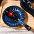 Japanese Ceramic Soup Spoon set of 5 Table spoons for Meals Soups and Ice creams Microwave and Dishwasher Safe Blue and Black...