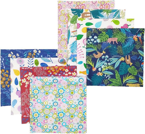 Fat Quarters Fabric Bundles, 8 Pcs 20x20inches(50x50cm) Sewing Patterns Quarter Precut Fabrics for Quilting Squares Sheets, Premium Cotton Bundle ...