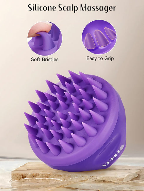 HEETA Scalp Massager with Soft Silicone Bristles - Removes Dandruff, Relieves Itching, Shampoo Brush for Hair Care & Scalp Relaxation (Black & Dar...