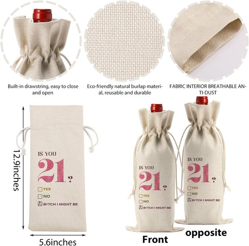 Happy Anniversary 21st Birthday Party Decorations for Her Him, Cool 21st Birthday Gifts for Her Him Wine Bag, Unique 21 Year Old Birthday Gifts fo...