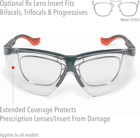 UVEX by Honeywell Genesis XC Safety Glasses, Black Frame with SCT-Vermillion Lens & Uvextreme Anti-Fog Coating (S3311X)...