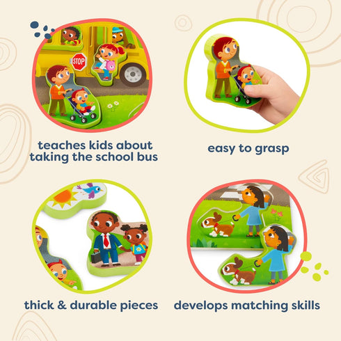 B. toys- Peek & Explore - School BusChunky Puzzle – Puzzle for Toddlers, Kids – School Bus Puzzle – School, Bus, Students – 2 Years +...