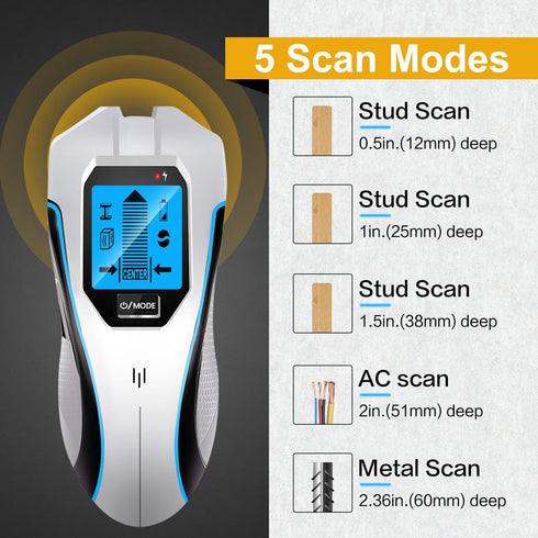Stud Finder Wall Scanner - 5 in 1 Stud Finder Tool with Smart Microprocessor Chip HD LCD Display and Audio Alert, Stud Finder Beam Finder for Wood...