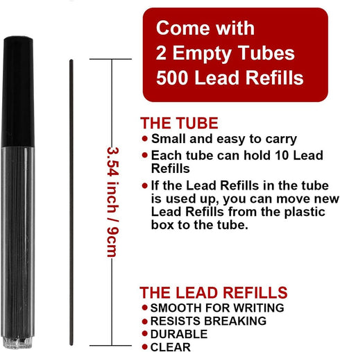 500pcs 1.3mm HB Mechanical Pencil Refill Plastic Automatic Pencil Lead Refill drawing draft...