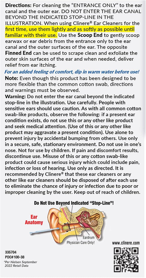 Clinere Ear Cleaners, Gentle Canal Cleaning and Ear Wax Removal Tool, Itch Relief, Exfoliates, 36 Count...