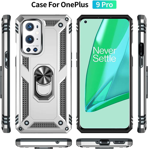 Military Grade Drop Impact for Oneplus 9 Pro Case Oneplus 9 Pro 5G Case 360 Metal Rotating Ring Kickstand Holder Armor Heavy Duty Shockproof for O...