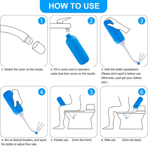 500ml Bidet Spray Bottle, Multipurpose Portable Bidet Sprayer, Anal Douche with Spray Nozzle Hygiene Care, Hygiene Long Spray Fast Cleaning for Po...