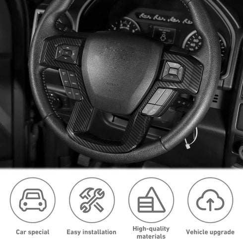 Carbon Fiber Steering Wheel Panel Compitable with Ford F150 2015-2020 Interior Accessories (ABS,1PC)...