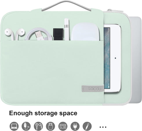 Lacdo Green Waterproof 360° Protective Laptop Sleeve Case for 14 Inch HP, Lenovo, Dell, ASUS, Acer Chromebook, Business Working Adults...