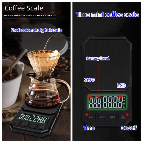 Digital Scale, Timer Coffee Scale,Digital Kitchen Gram Scale,2000gx0.1g,Back-Lit LCD Display,Auto Off, Stainless Steel, Batteries Included...
