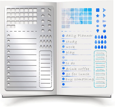 Metal Journal Stencils Planning Form Metal Stencil Straight Lines Stainless Steel Drawing Painting Stencil Bookmark Metal Stencil for Journaling C...