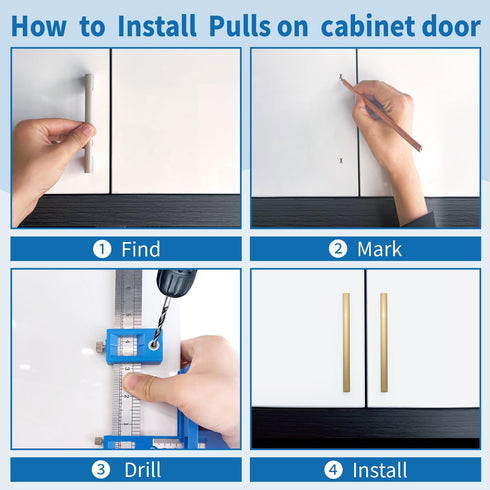King&Charles Cabinet Hardware Jig, Cabinet Handle Jig with Point Wood Drils Bits, Cabinet Jig for Handles and Pulls on Drawers/Cabinets/Doors, Cab...