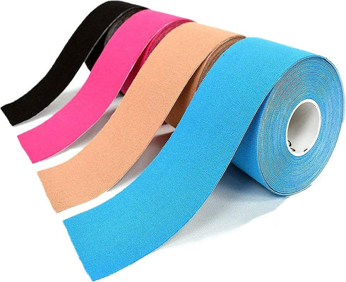 OBTANIM 4 Rolls Waterproof Breathable Kinesiology Tape, Athletic Elastic Kneepad Muscle Pain Relief Knee Taping for Gym Fitness Running Tennis Swi...